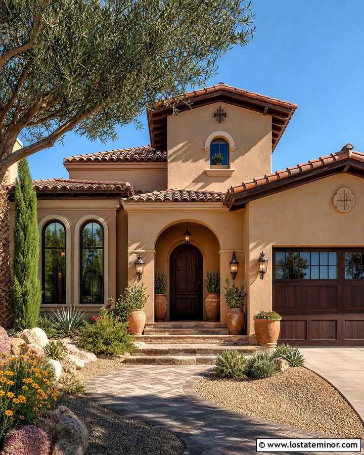 Tan Stucco House With Terracotta Porch Ceiling - 30 Tan House Design With Porch Ceiling Ideas