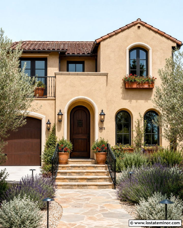 Tan Stucco House With Terracotta Window Boxes - 30 Tan House Design With Window Boxes Ideas