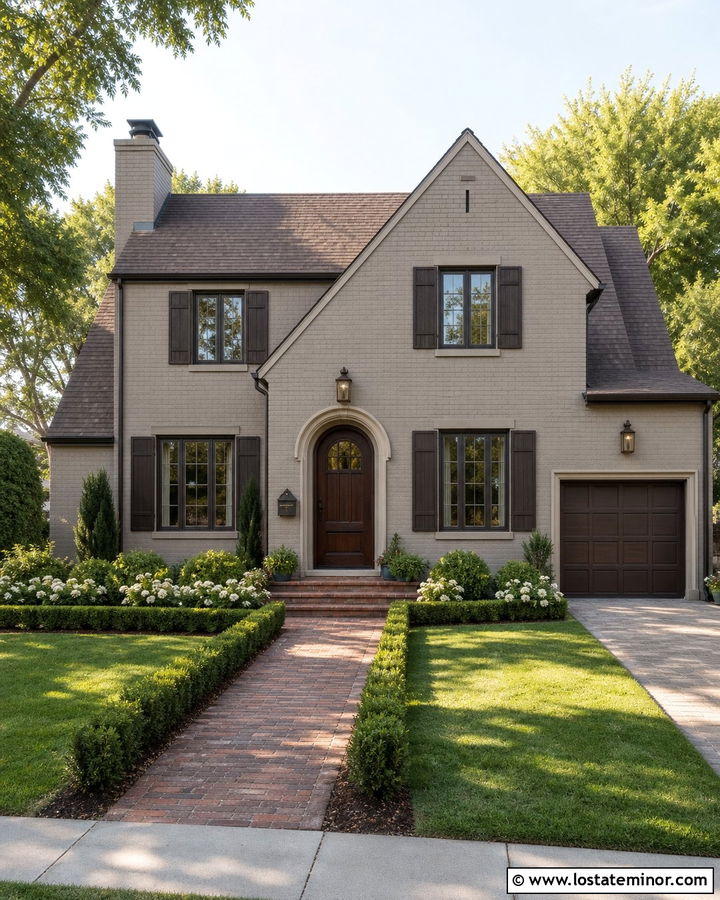 Taupe Brick House With Bronze Mailbox - 30 Taupe House Design With Mailbox Ideas