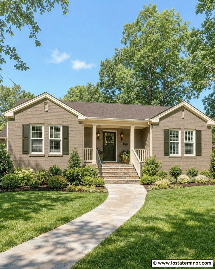 Taupe Brick House With Cream Trim - 30 Taupe House Design With Trim Ideas