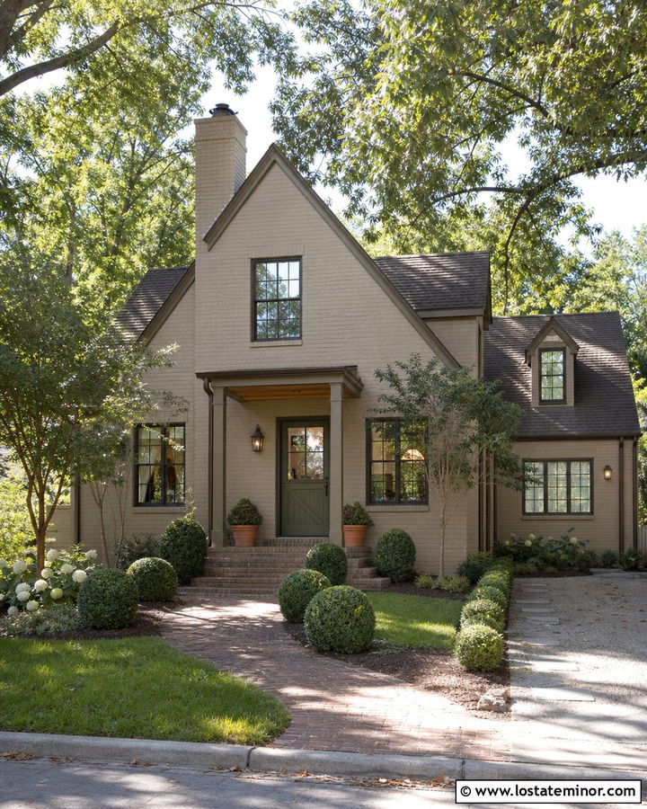 Taupe Brick House With Olive Dutch Door - 30 Taupe House Design With Dutch Door Ideas
