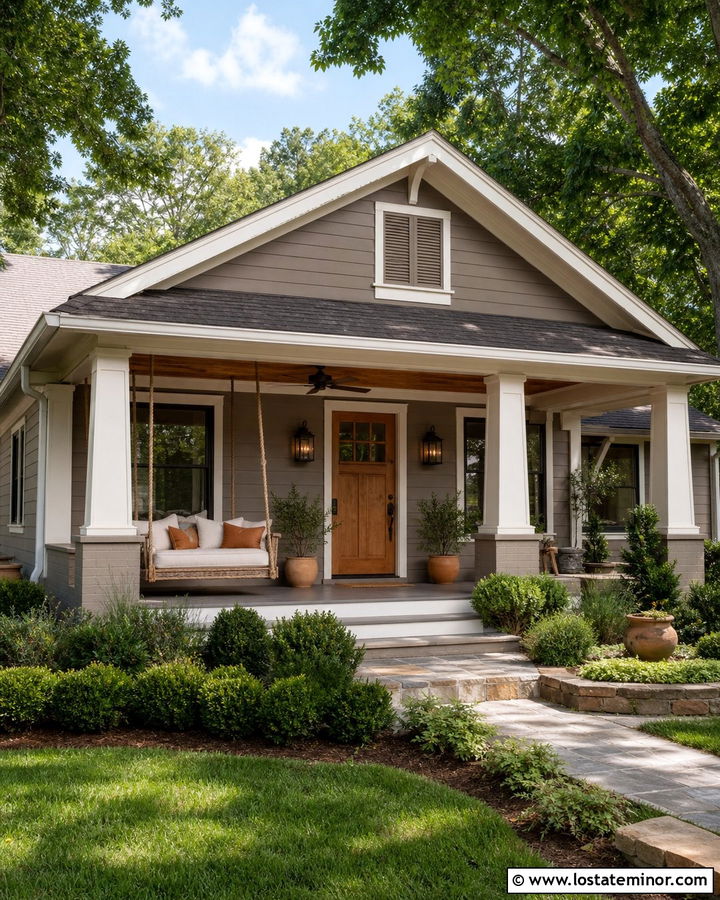Taupe Bungalow With Rope Swing Daybed - 30 Taupe House Design With Daybed Ideas