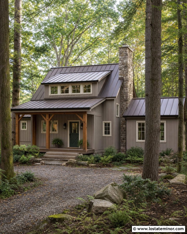 Taupe Cabin With Forest Green Dutch Door - 30 Taupe House Design With Dutch Door Ideas
