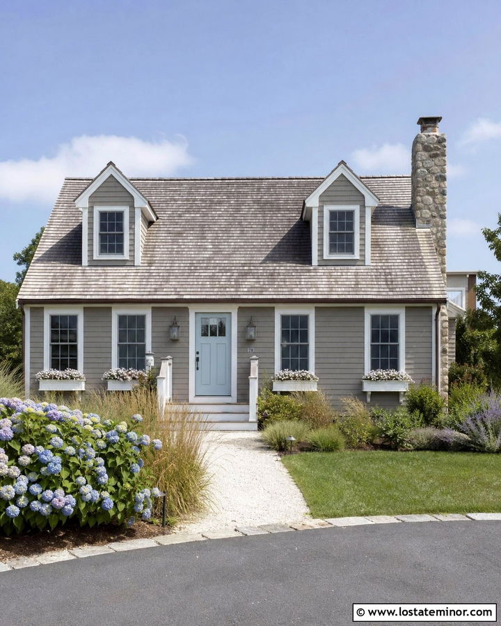 Taupe Cape Cod House With Pewter Sconces - 30 Taupe House Design With Light Fixtures Ideas