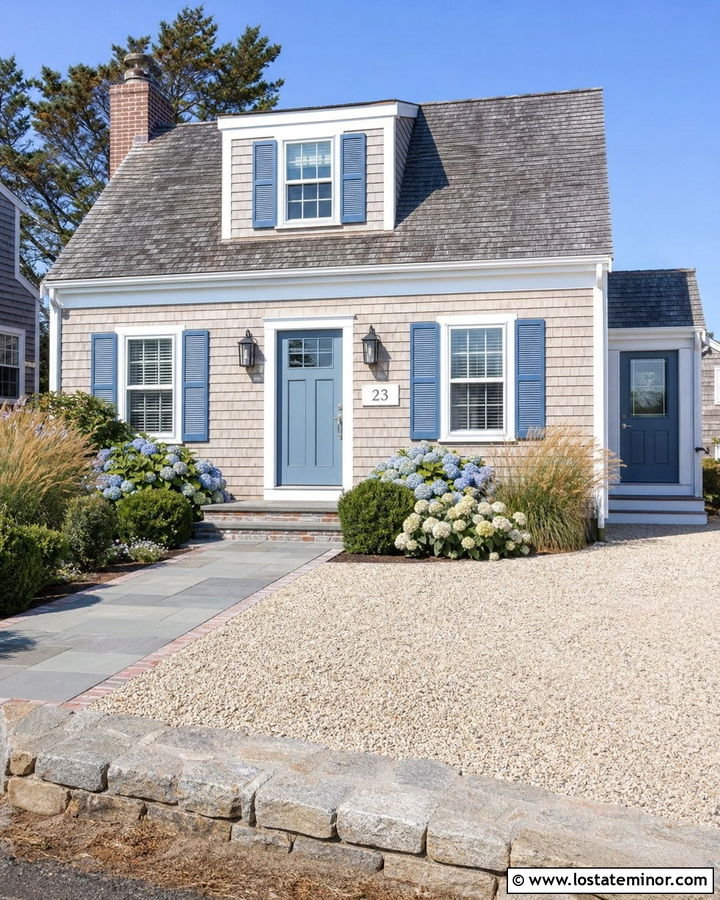 Taupe Cape Cod House With Shingle Plaque - 30 Taupe House Design With House Numbers Ideas