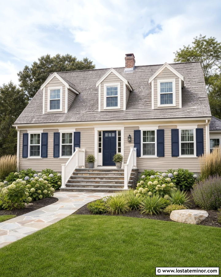 Taupe Cape Cod With Bluestone Steps - 30 Taupe House Design With Steps Ideas