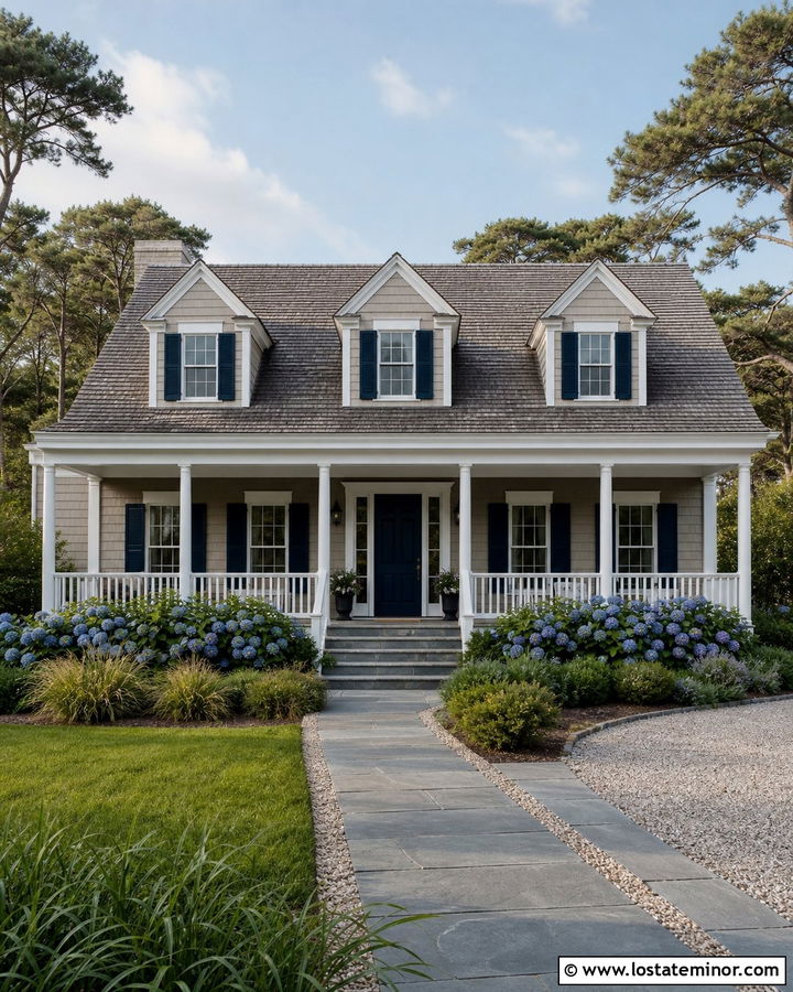 Taupe Cape Cod With Gabled Dormers - 30 Taupe House Design With Gables Ideas