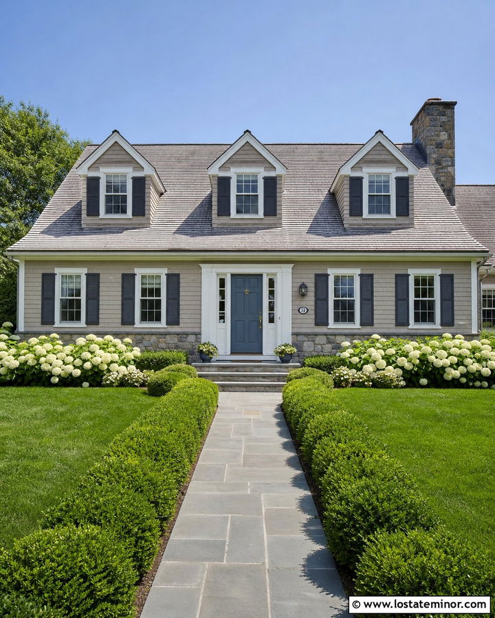 Taupe Cape Cod With Stone Wainscoting - 30 Taupe House Design With Wainscoting Ideas