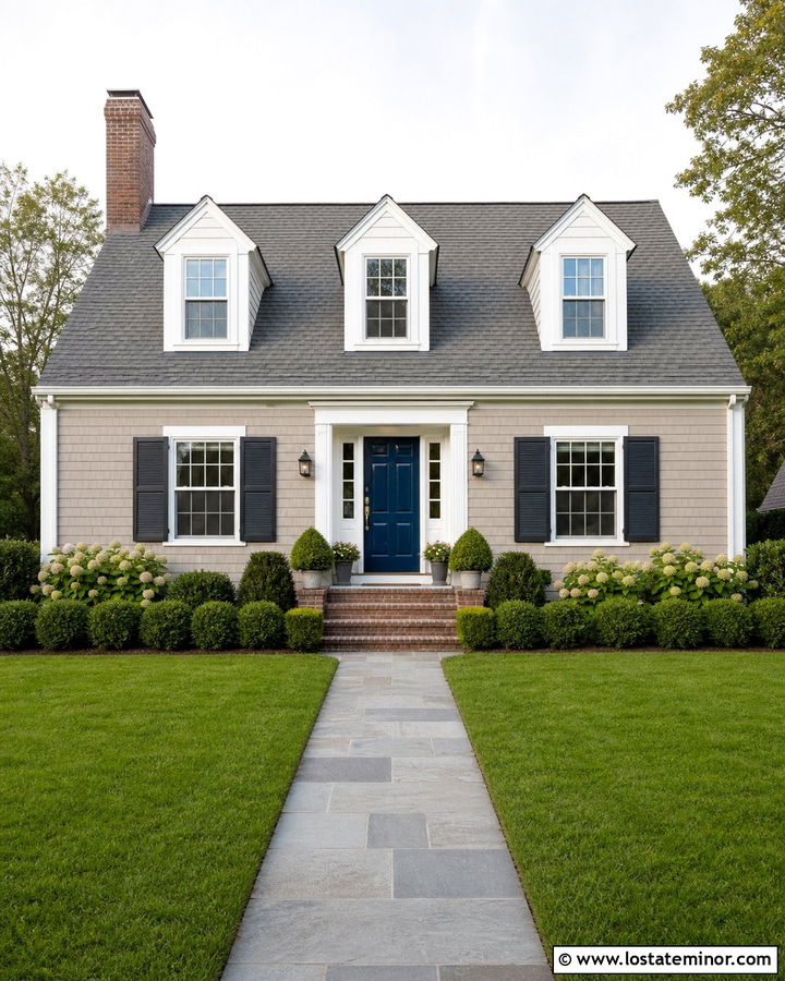 Taupe Cape Cod With White Window Frames - 30 Taupe House Design With Window Frames Ideas