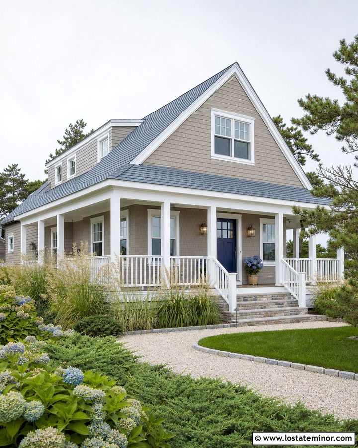 Taupe Coastal House With Shingle Siding - 30 Taupe House Design With Shingles Ideas