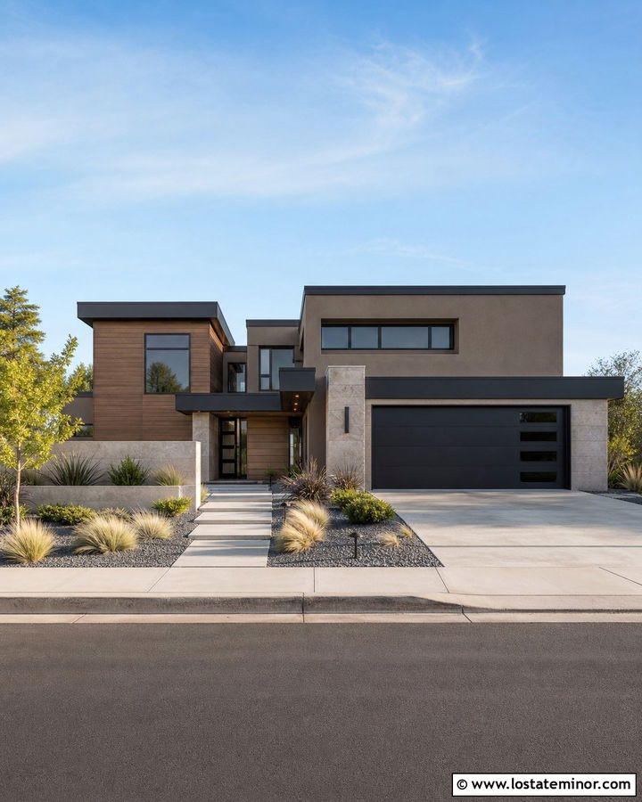 Taupe Contemporary House With Flat Roof - 30 Taupe House Design With Roof Ideas
