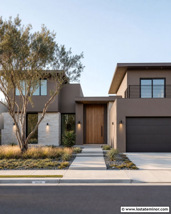 Taupe Contemporary House With Wall Wash Lights - 30 Taupe House Design With Light Fixtures Ideas
