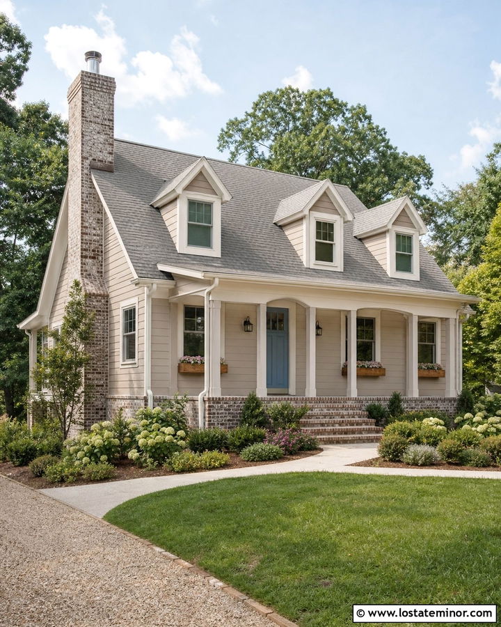 Taupe Cottage With Brick - 30 Taupe House Design With Brick Accents Ideas