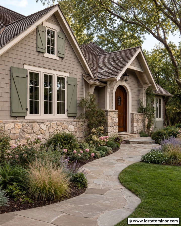 Taupe Cottage With Fieldstone Wainscoting - 30 Taupe House Design With Wainscoting Ideas
