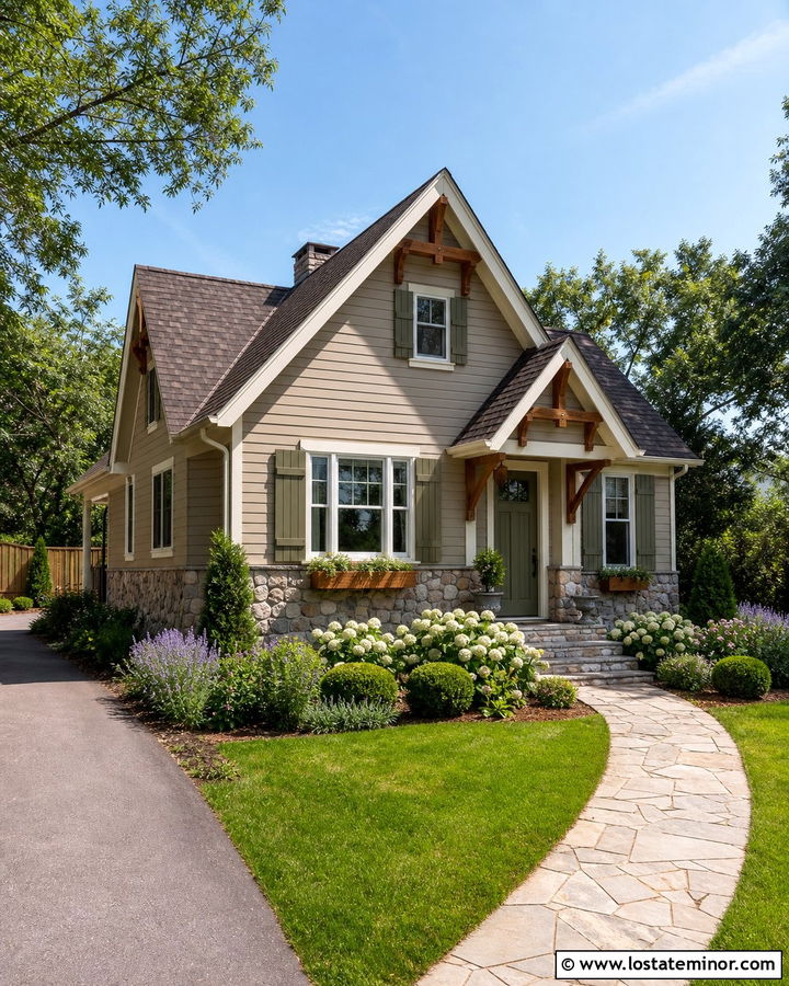 Taupe Cottage With Gable Roof - 30 Taupe House Design With Roof Ideas