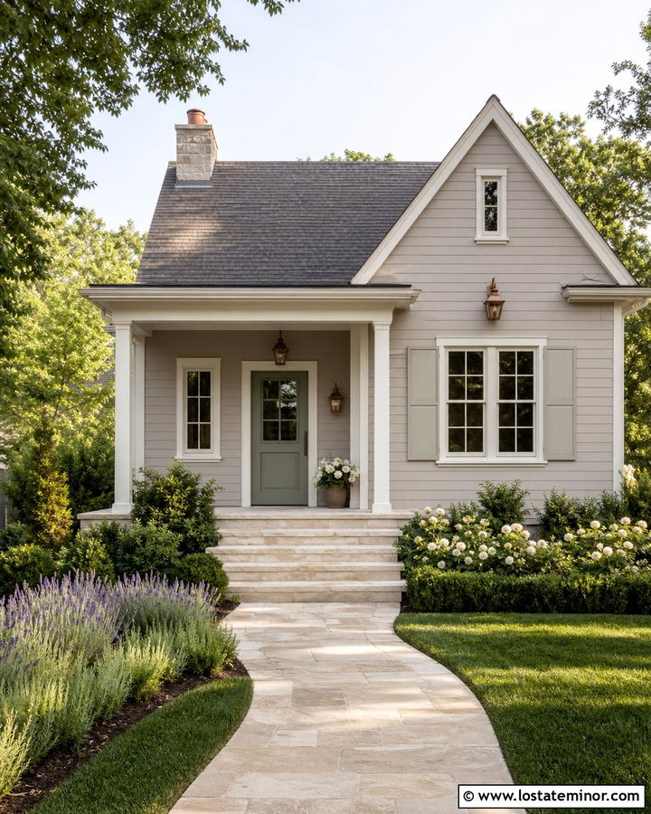 Taupe Cottage With Limestone Steps - 30 Taupe House Design With Steps Ideas