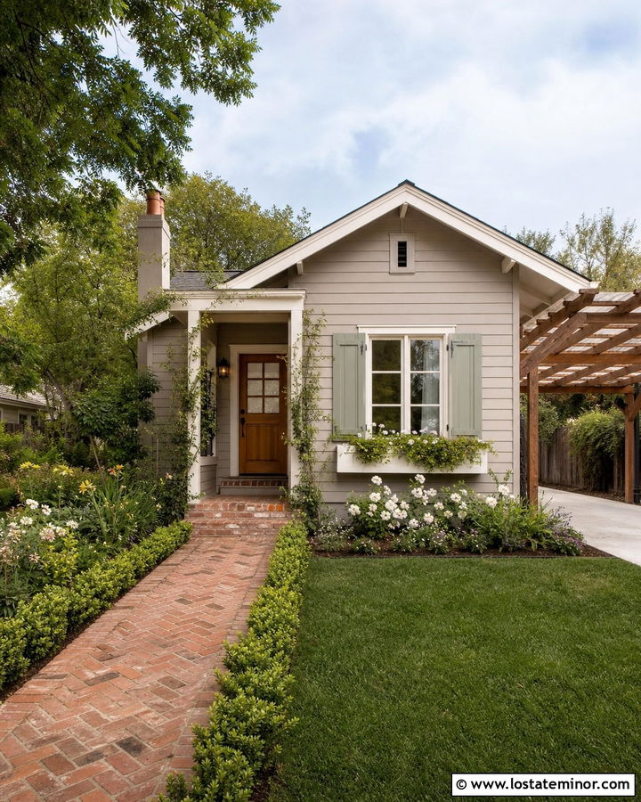 Taupe Cottage With Pergola Carport - 30 Taupe House Design With Carport Ideas