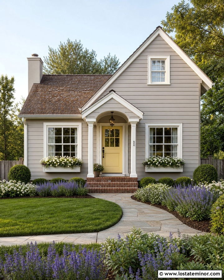 Taupe Cottage With Yellow Dutch Door - 30 Taupe House Design With Dutch Door Ideas