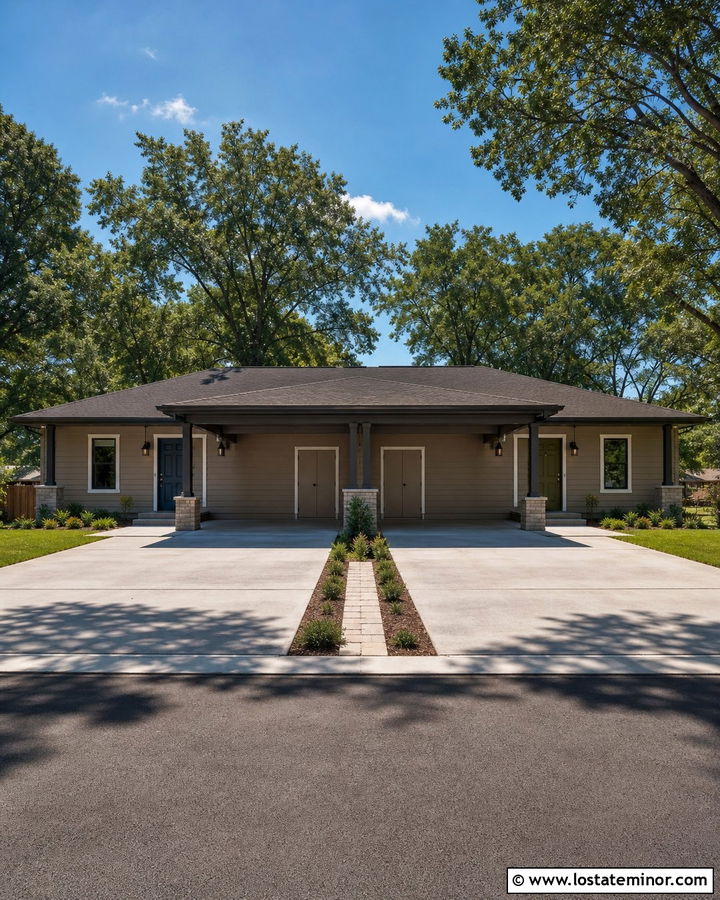 Taupe Duplex With Shared Carport - 30 Taupe House Design With Carport Ideas