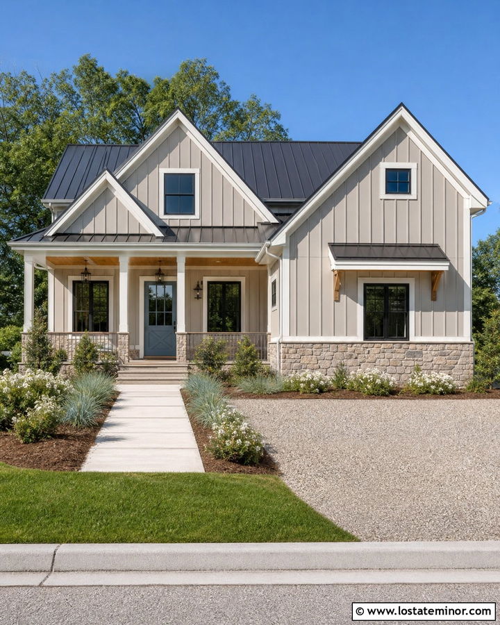 Taupe Farmhouse With Gray Blue Dutch Door - 30 Taupe House Design With Dutch Door Ideas