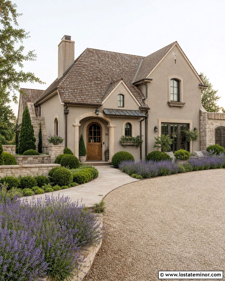 Taupe French Country House With Oak Dutch Door - 30 Taupe House Design With Dutch Door Ideas