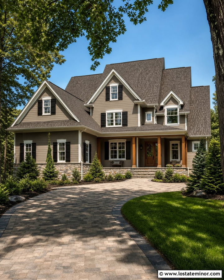 Taupe House With Architectural Shingles - 30 Taupe House Design With Shingles Ideas