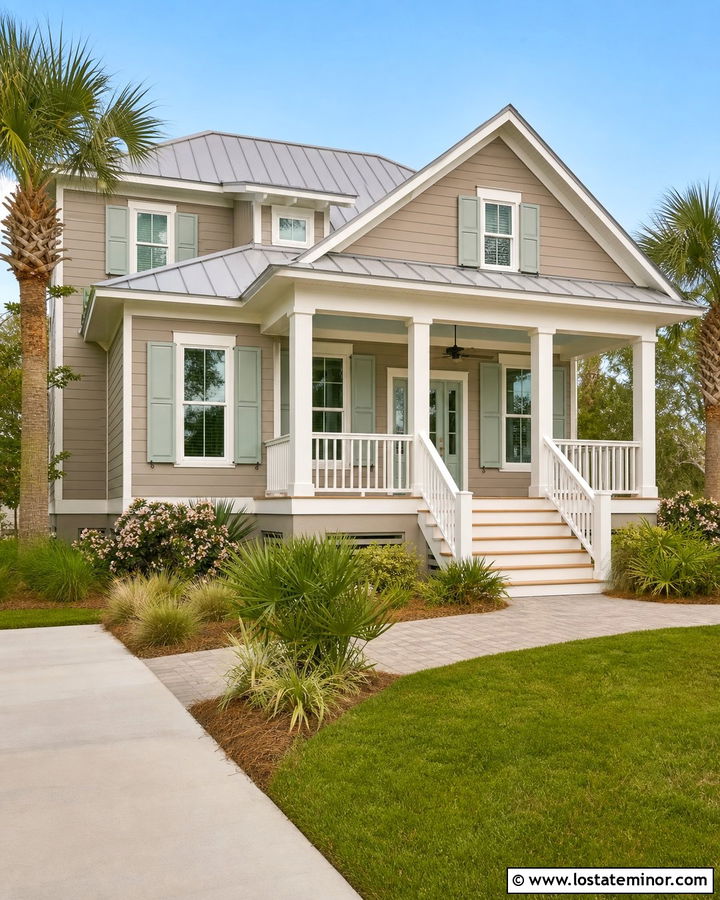 Taupe House With Bahama Shutters - 30 Taupe House Design With Shutters Ideas