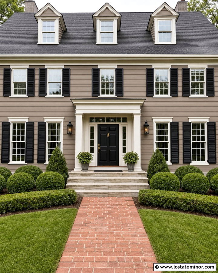 Taupe House With Black Front Door - 30 Taupe House Design With Front Door Ideas