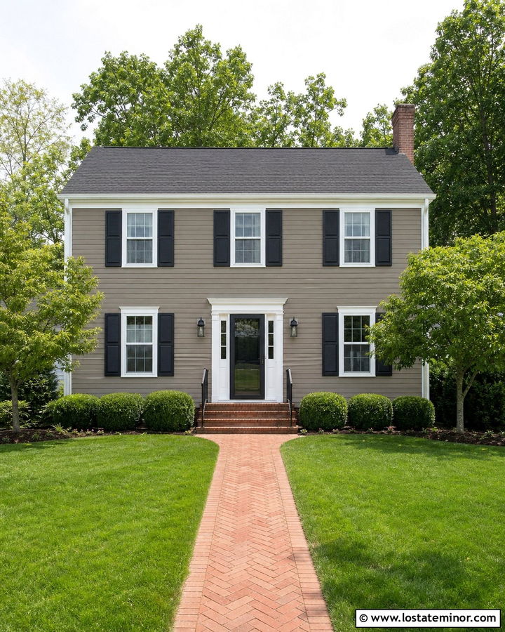 Taupe House With Black Storm Door - 30 Taupe House Design With Storm Door Ideas