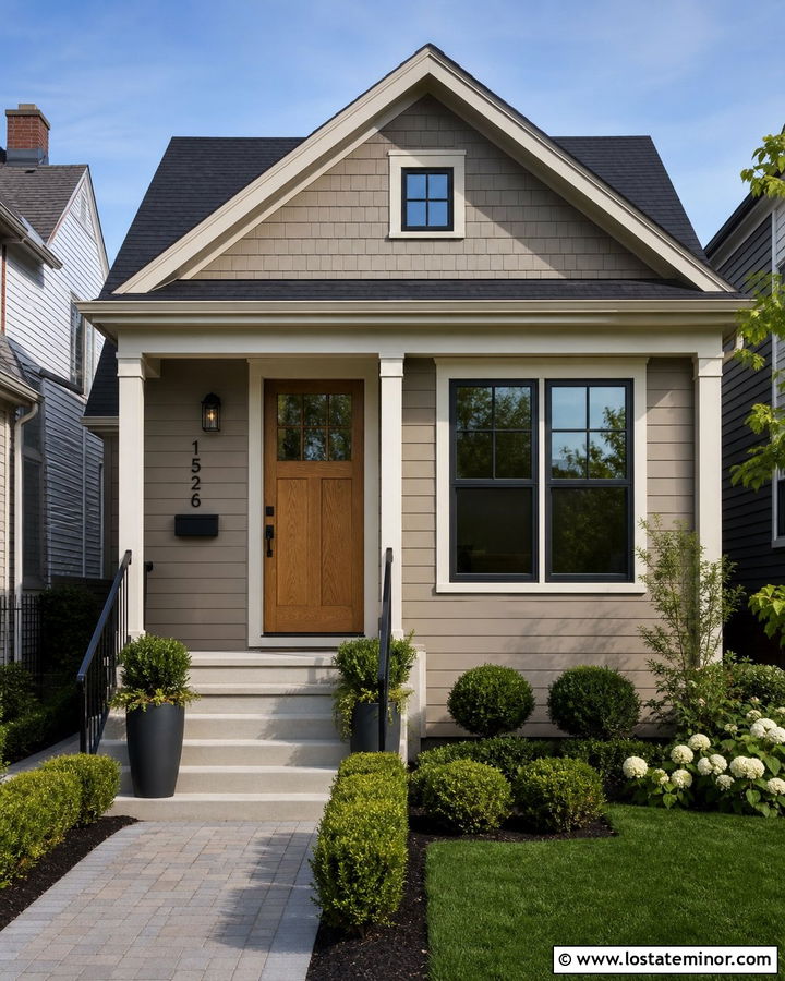 Taupe House With Black Wall Mounted Mailbox - 30 Taupe House Design With Mailbox Ideas