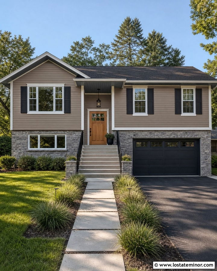 Taupe House With Blue Gray Porch Ceiling - 30 Taupe House Design With Porch Ceiling Ideas