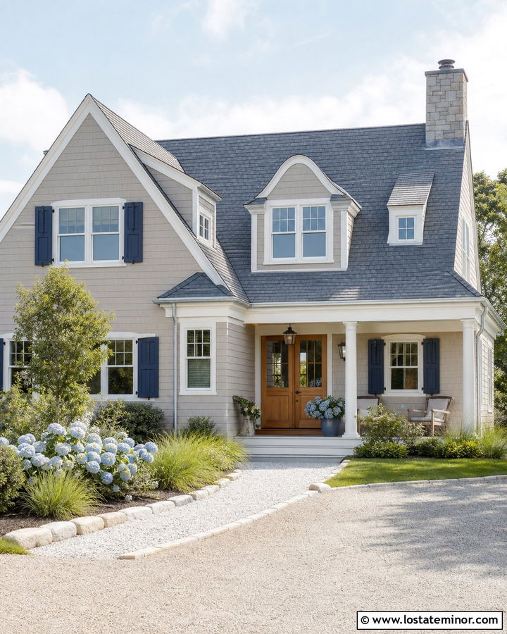 Taupe House With Blue Gray Roof - 30 Taupe House Design With Roof Ideas