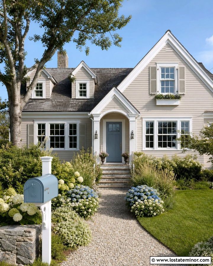 Taupe House With Blue Mailbox - 30 Taupe House Design With Mailbox Ideas