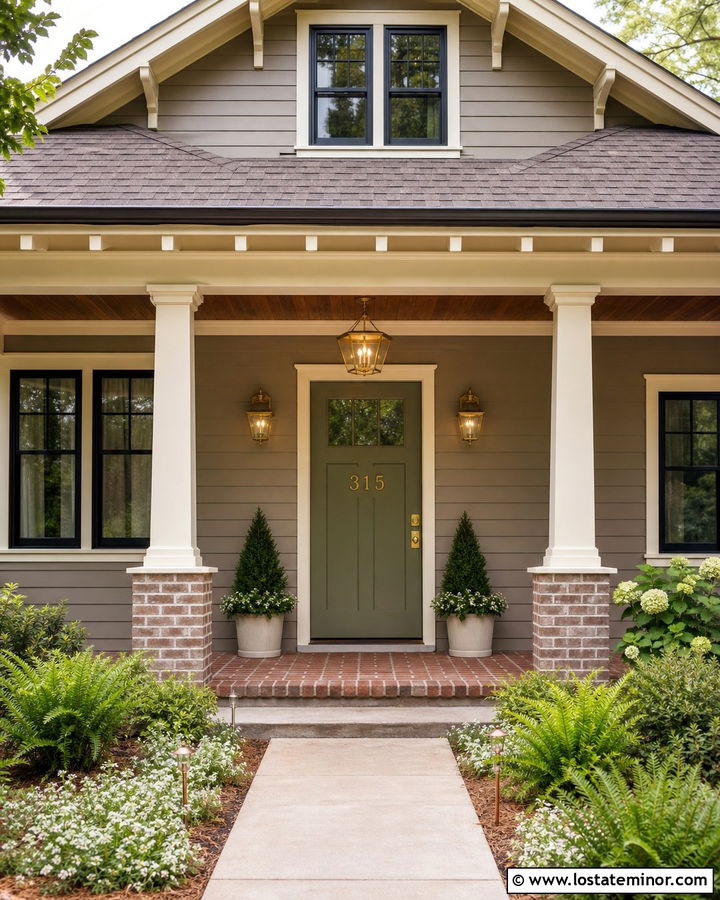 Taupe House With Brass Front Door Numbers - 30 Taupe House Design With House Numbers Ideas