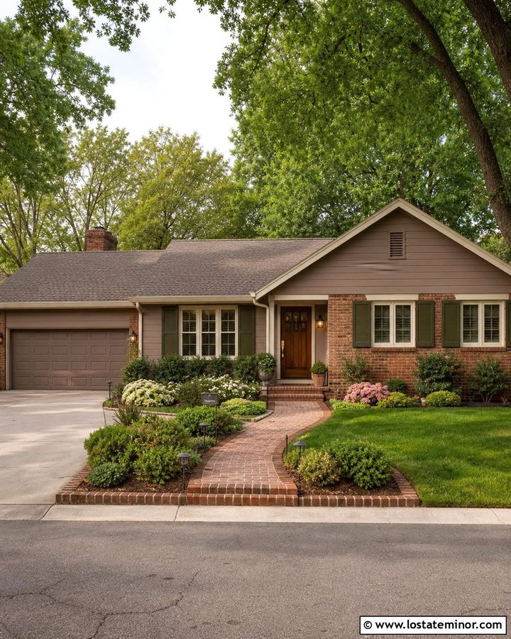 Taupe House With Brick And Brown Shingles - 30 Taupe House Design With Shingles Ideas