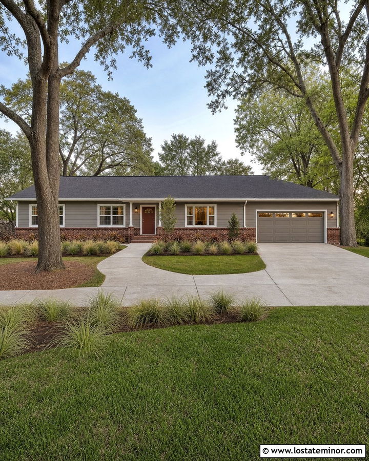 Taupe House With Brick Foundation - 30 Taupe House Design With Brick Accents Ideas