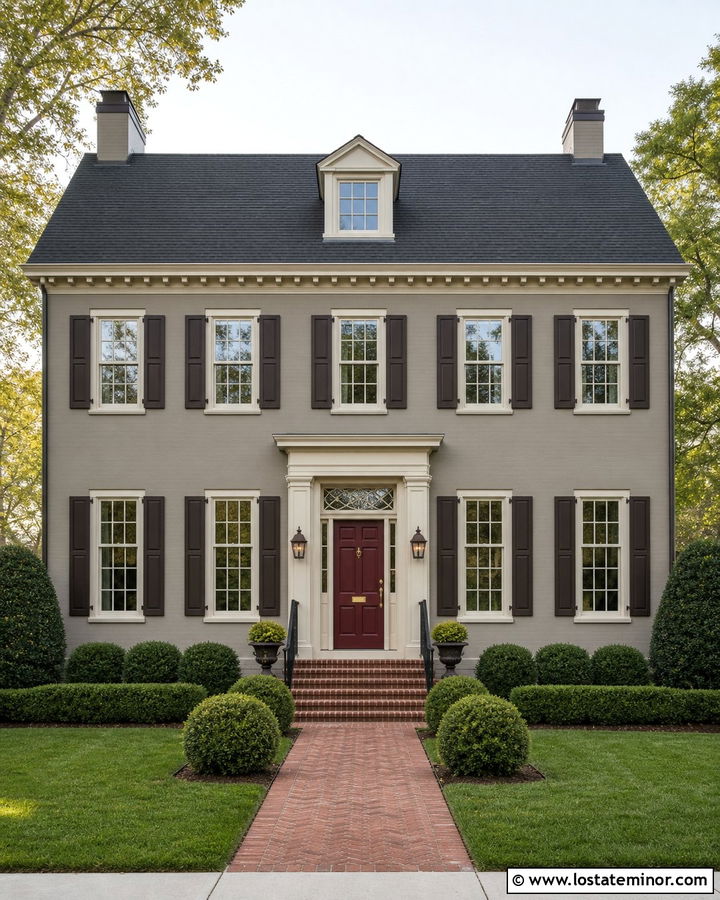 Taupe House With Burgundy Front Door - 30 Taupe House Design With Front Door Ideas