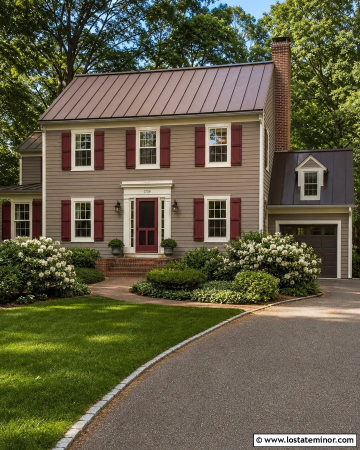 Taupe House With Burgundy Screen Door - 30 Taupe House Design With Screen Door Ideas