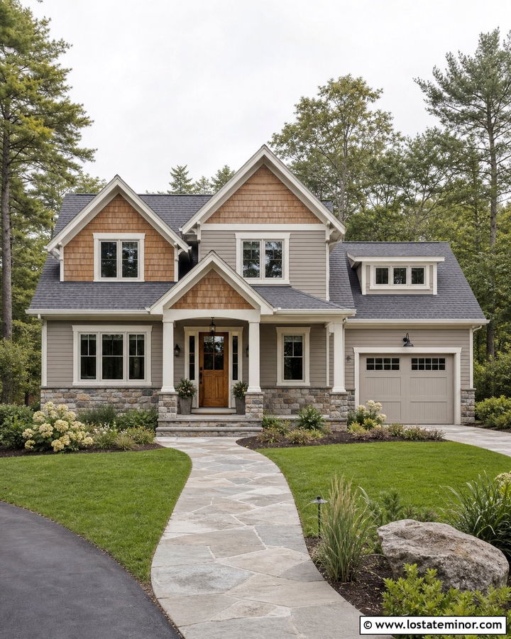 Taupe House With Cedar Dormer Siding - 30 Taupe House Design With Dormers Ideas