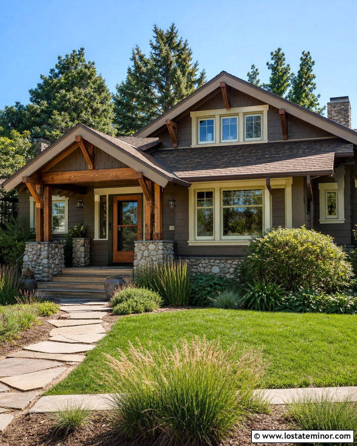Taupe House With Cedar Screen Door - 30 Taupe House Design With Screen Door Ideas