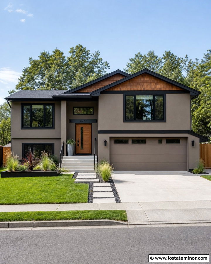 Taupe House With Cedar Shake And Black Trim - 30 Taupe House Design With Cedar Shake Ideas