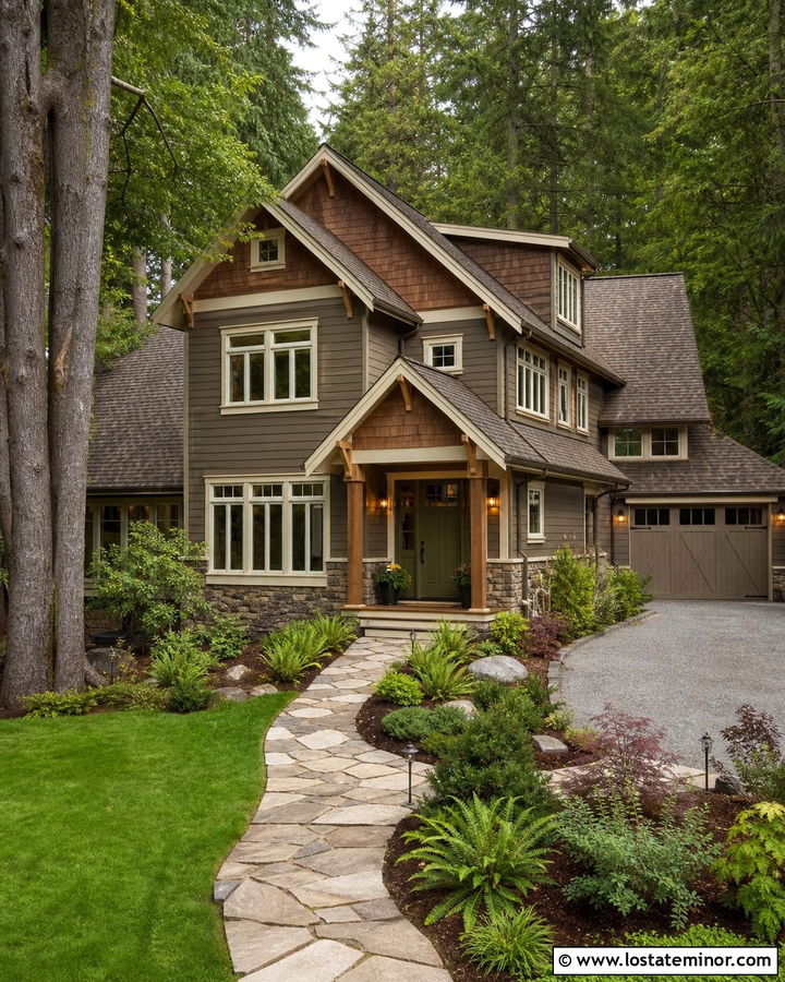 Taupe House With Cedar Shake And Brown Roof - 30 Taupe House Design With Cedar Shake Ideas
