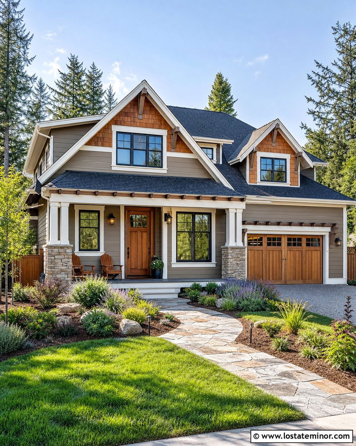 Taupe House With Cedar Shingle Accents - 30 Taupe House Design With Shingles Ideas