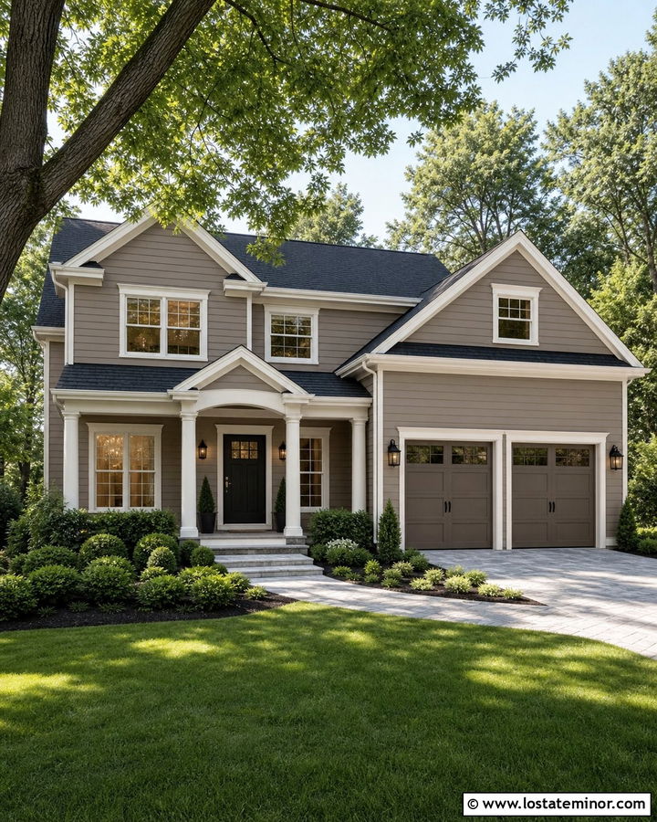 Taupe House With Charcoal Roof Shingles - 30 Taupe House Design With Shingles Ideas