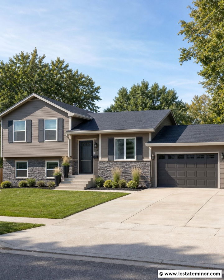 Taupe House With Charcoal Screen Door - 30 Taupe House Design With Screen Door Ideas