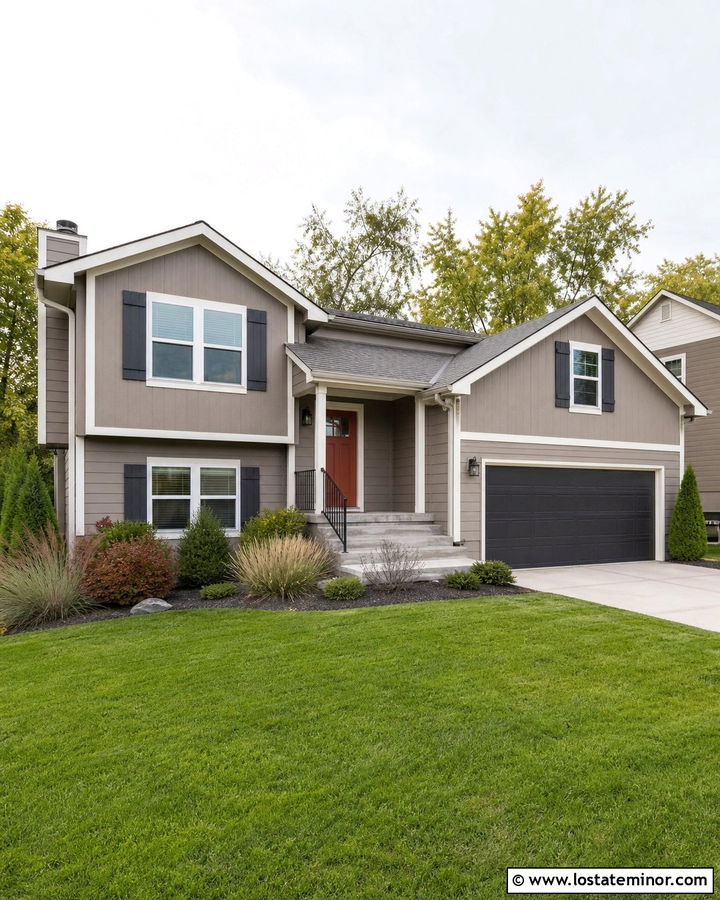 Taupe House With Charcoal Shutters - 30 Taupe House Design With Shutters Ideas