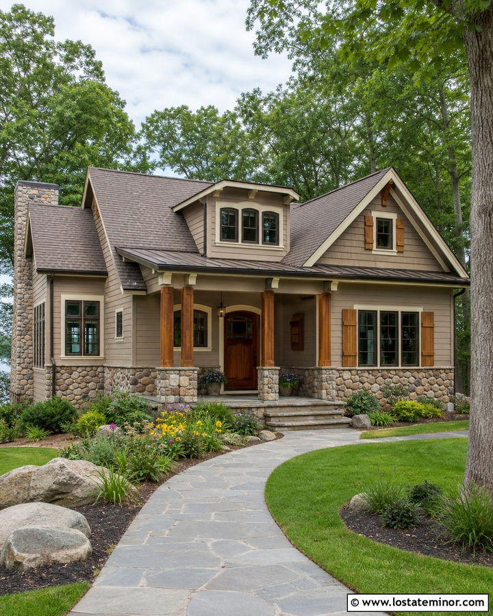 Taupe House With Cobblestone Wainscoting - 30 Taupe House Design With Wainscoting Ideas