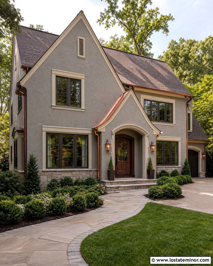 Taupe House With Copper Accents - 30 Taupe House Design With Accents Ideas