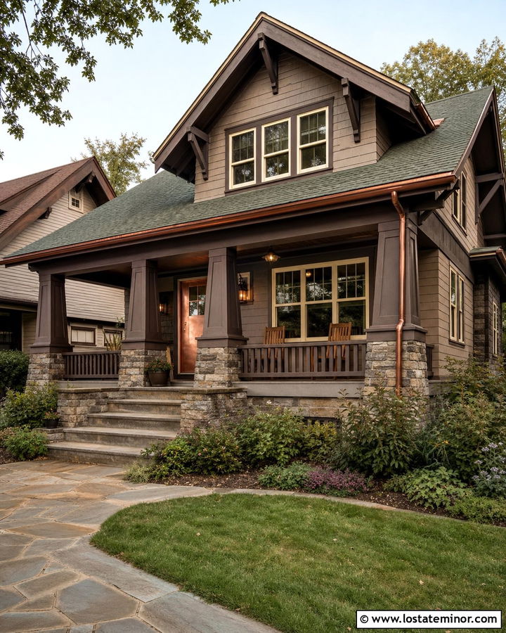 Taupe House With Copper Front Door - 30 Taupe House Design With Front Door Ideas