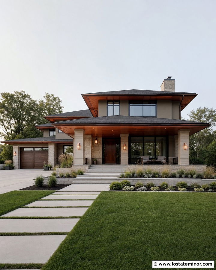 Taupe House With Copper Porch Ceiling - 30 Taupe House Design With Porch Ceiling Ideas